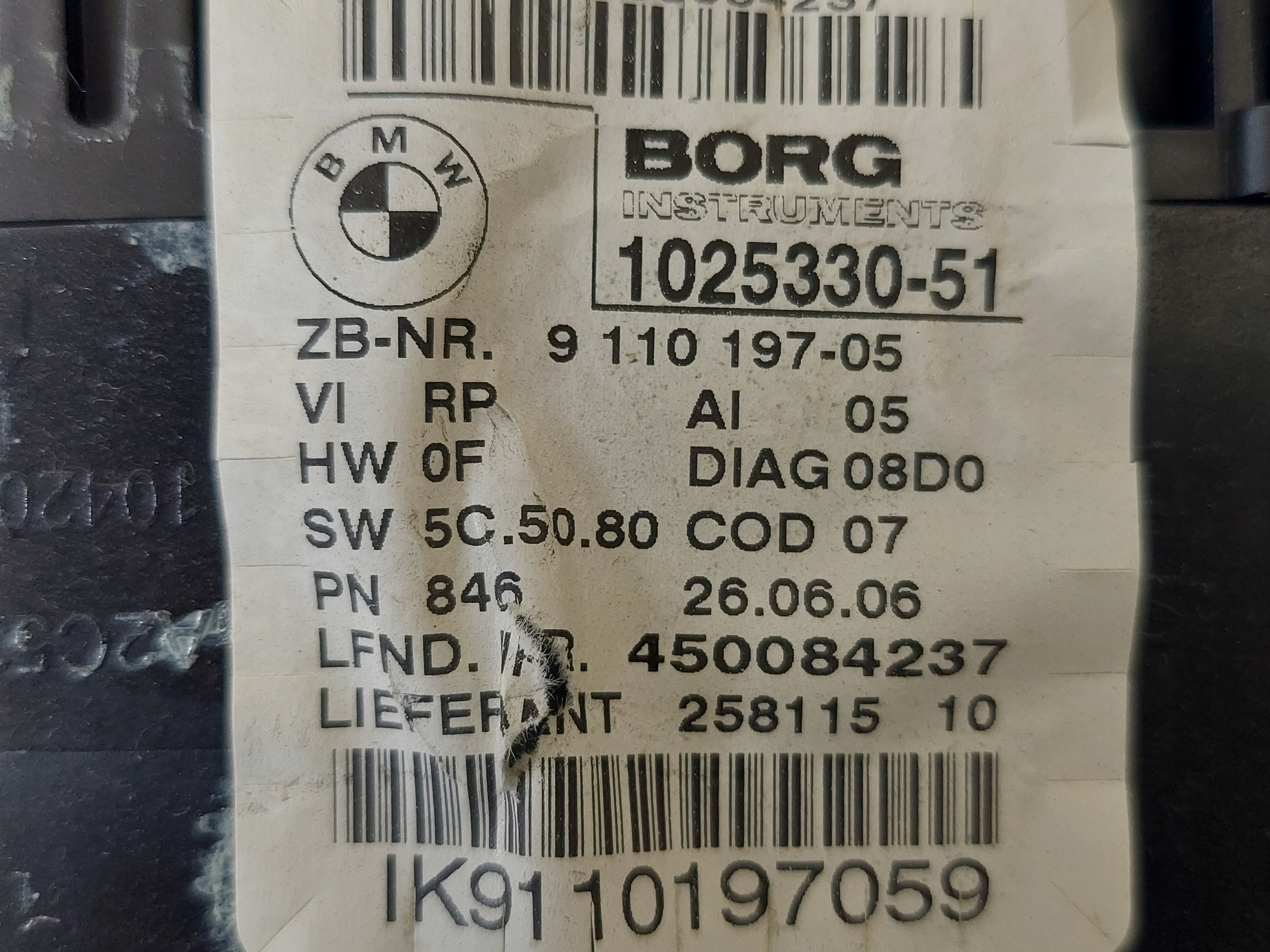 dials clock BMW E90 320i 911019705