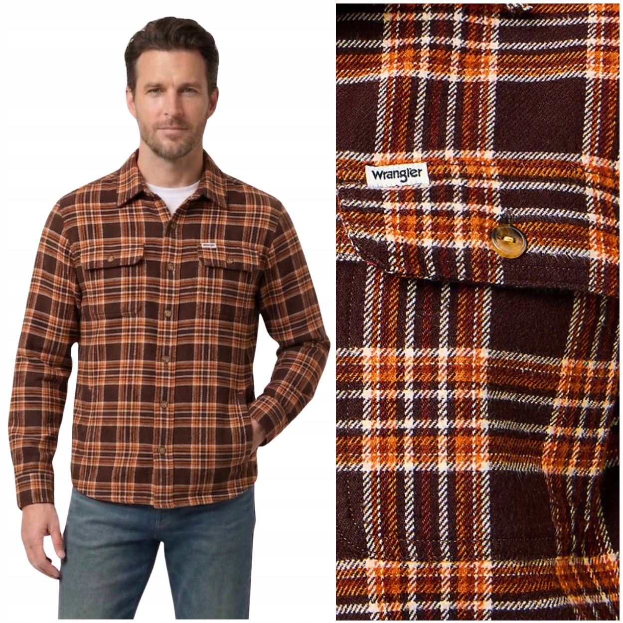 Wrangler Overshirt silná volná bavlněná košile pánská kostkovaná bunda L