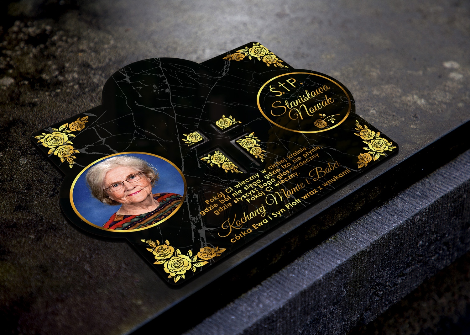 PODSTAWKA NA GRÓB POD ZNICZ FOTO DEDYKACJA Długość 30 cm