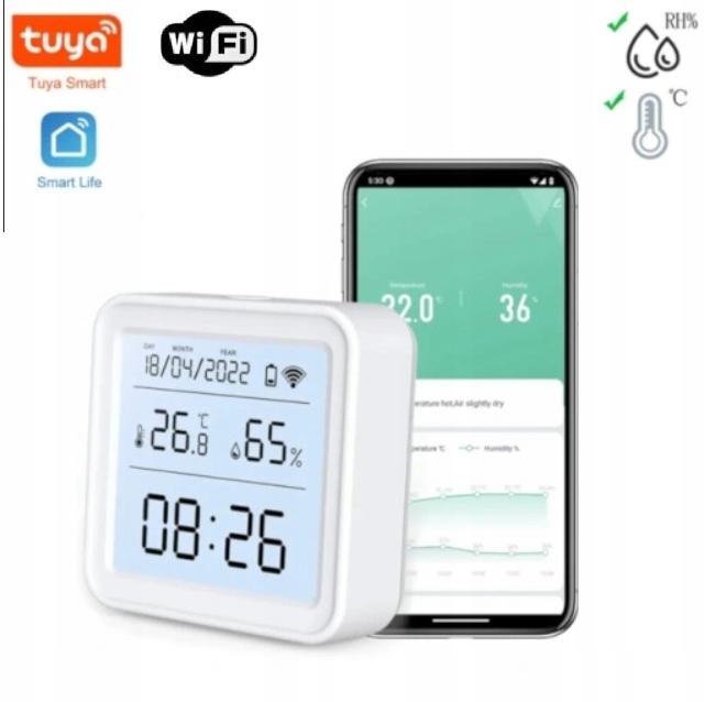 CZUJNIK TEMPERATURY I WILGOTNOŚCI LCD TUYA SMART WIFI HIGOMETR