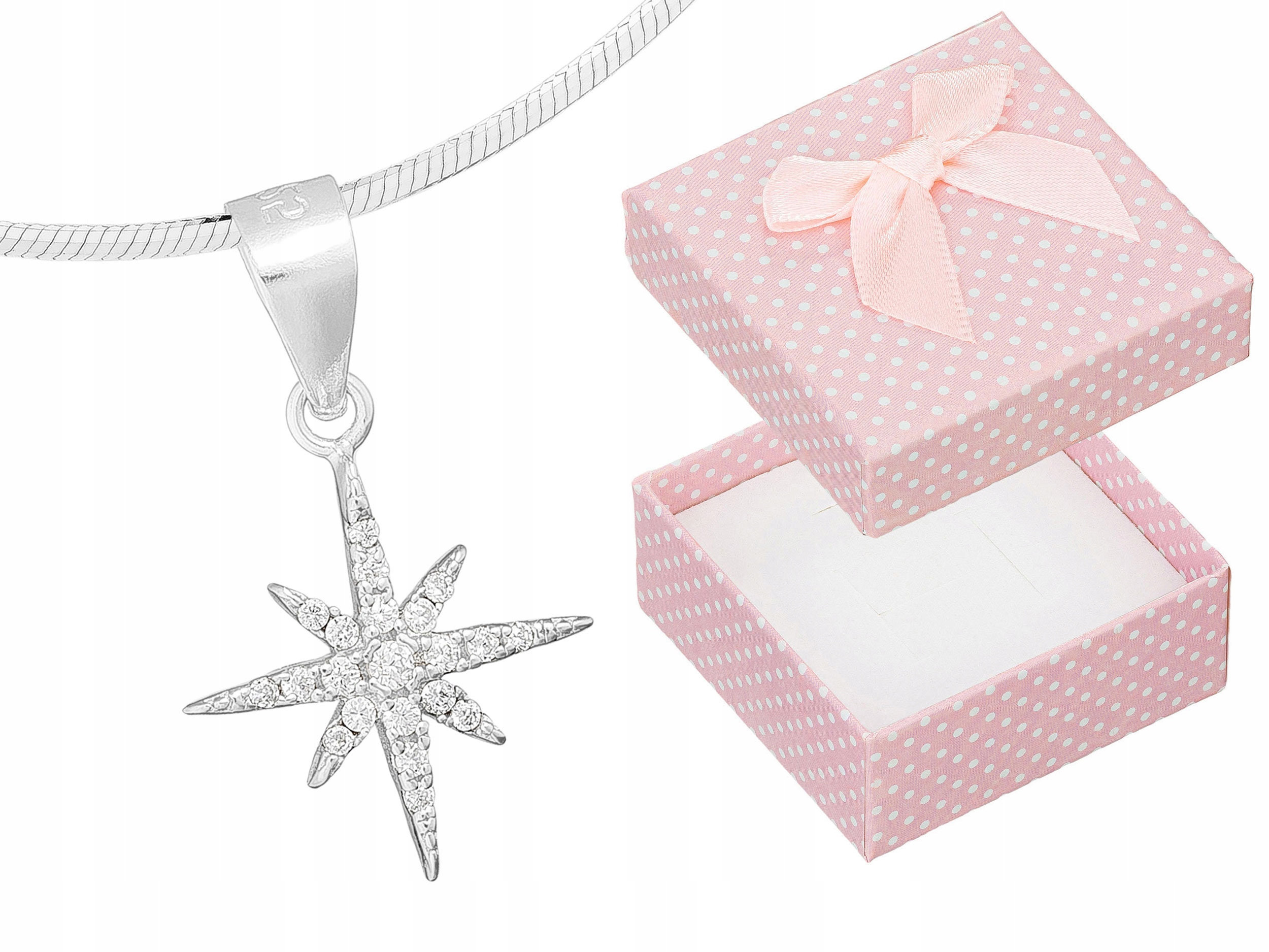 Krátký Stříbrný Dámský Náhrdelník Malá Hvězdička se Zirkony Řetízek Ankier Stříbro 42