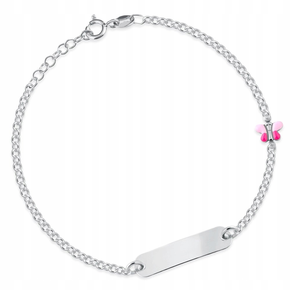 SREBRNA BRANSOLETKA ID CHRZEST MOTYLEK GRAWER Marka Murrano