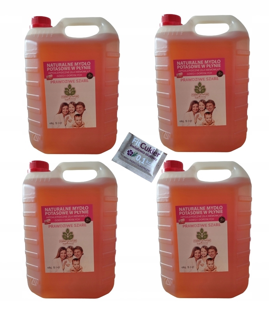 4x Prawdziwe Naturaln Szare Mydło Potasowe Płyn 5L