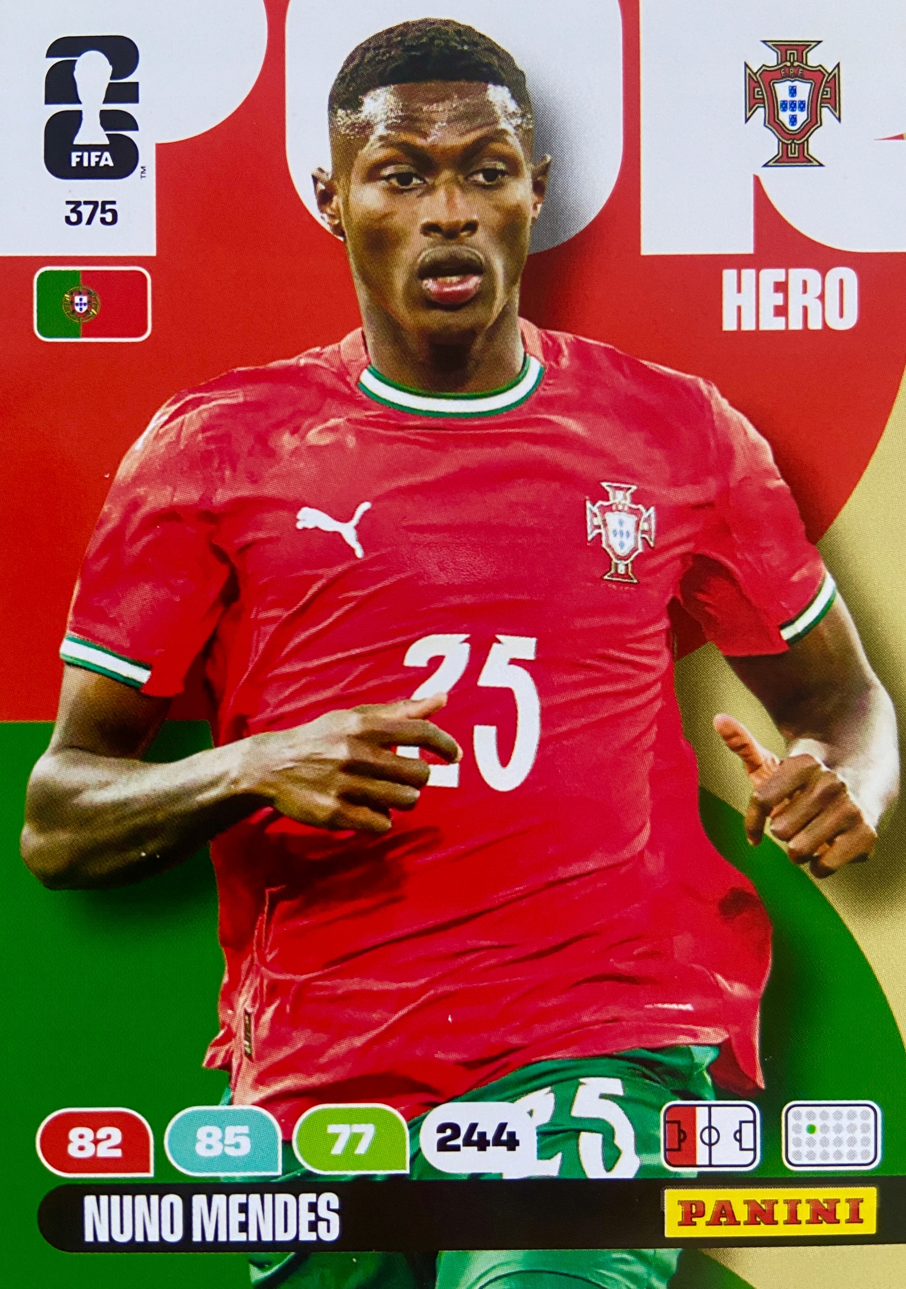 Panini Fifa World Cup 2026 karta piłkarska Hero 375 Nuno Mendes Portugalia