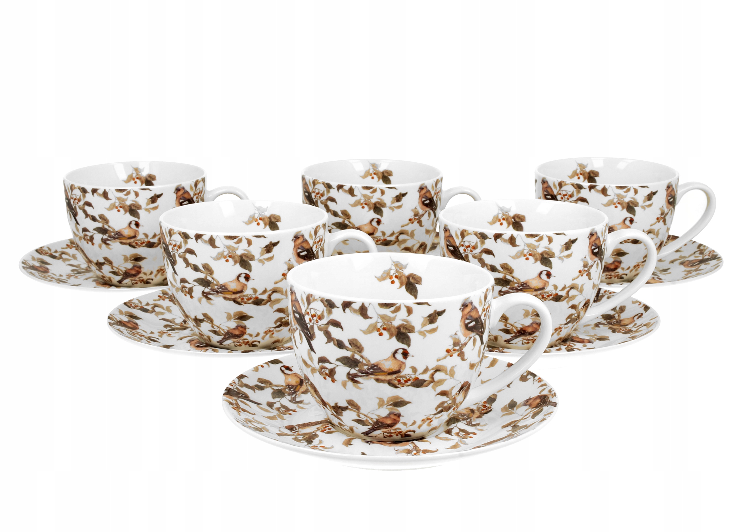 

Filiżanki ze spodkami 250 ml komplet 6 szt. Ptaszk