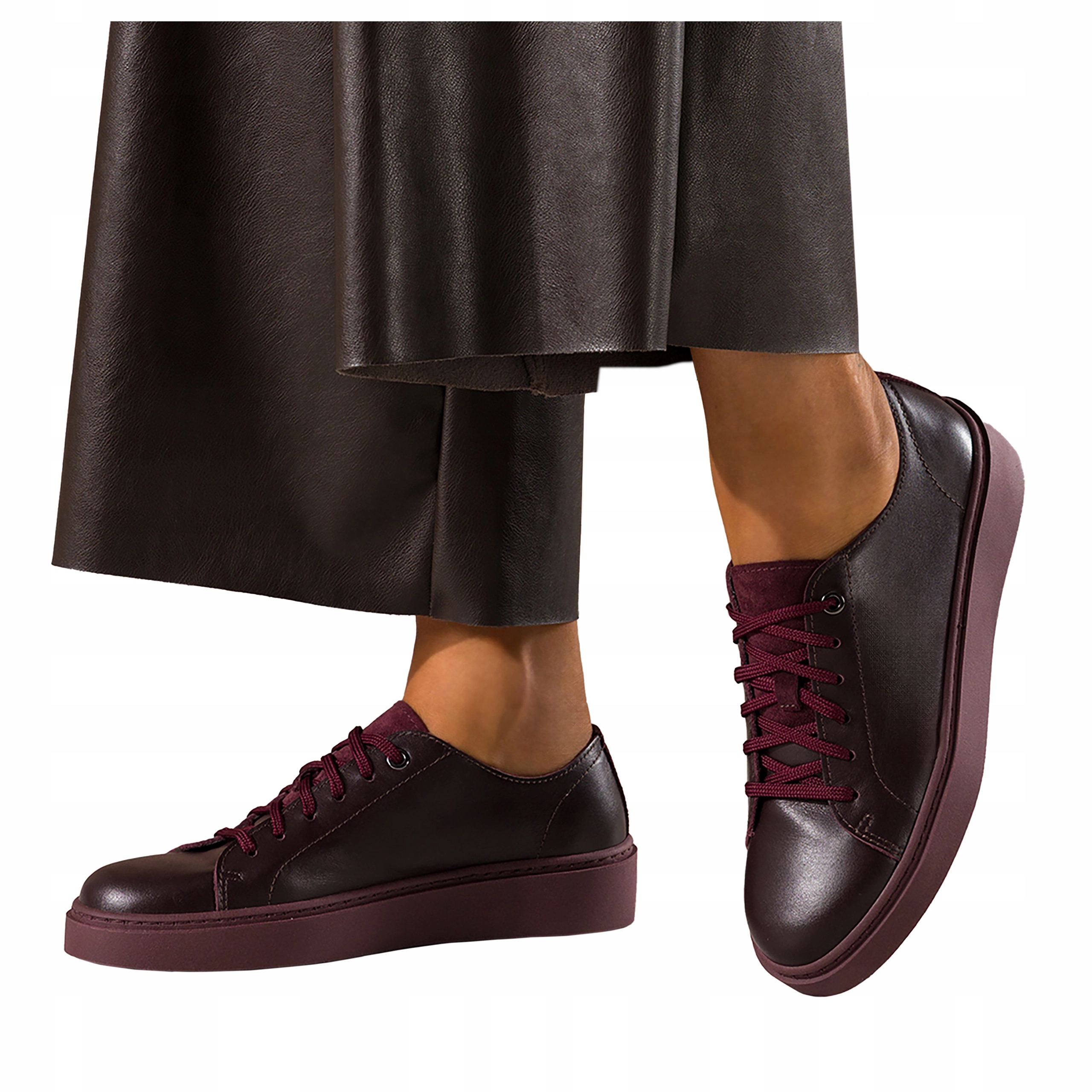 Tenisky Dámské Bordové Kožené Tenisky Pohodlné Sportovní obuv velikost 38