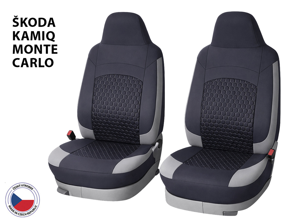 Pokrowce samochodowe Perfetto Olh Škoda Kamiq Monte Carlo czarny szary 2