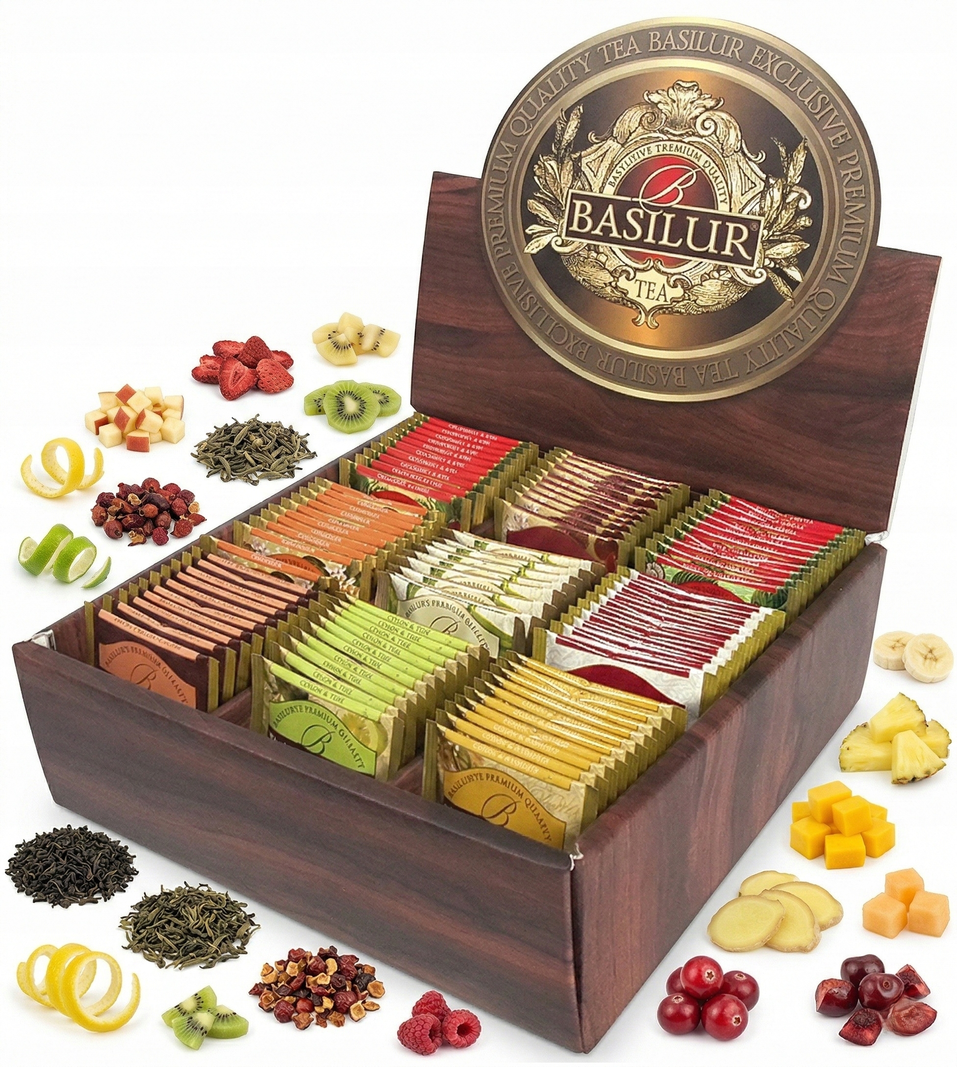 Levně Basilur Expozitor Magické Ovoce Sada Čajů 9 Příchutí 90 ks