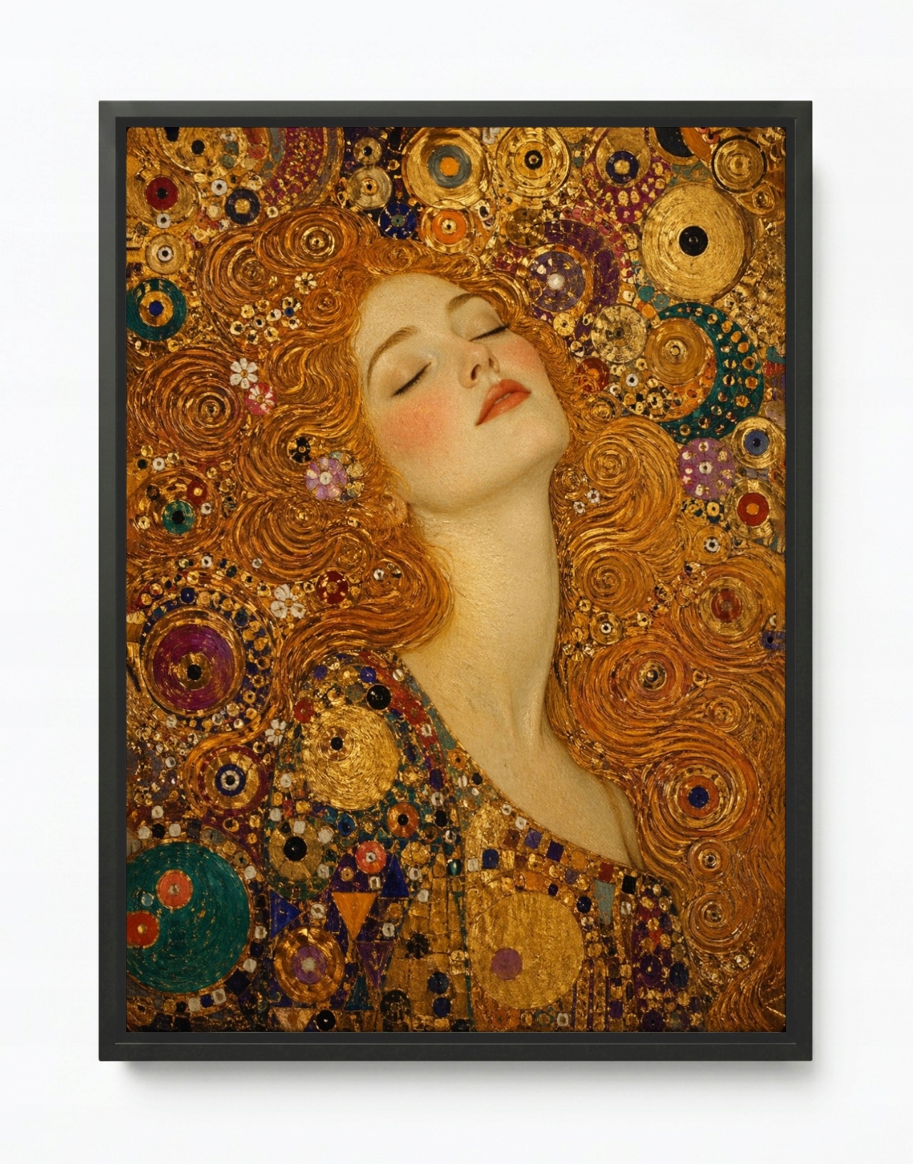 Obraz Rám Americká Krabička Postava Portrét Žena Mozaika Klimt Styl 75x100