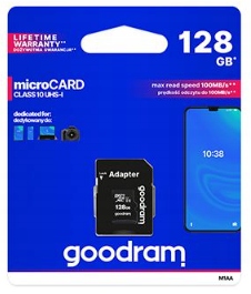 128GB Paměťová Karta Micro Sd/hc Goodram, Adaptér Sd