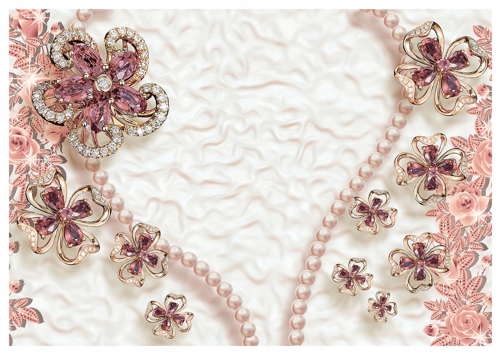 Fototapeta Perlový lesk Růže Zlato Diamanty vinylová 368x280 lepidlo