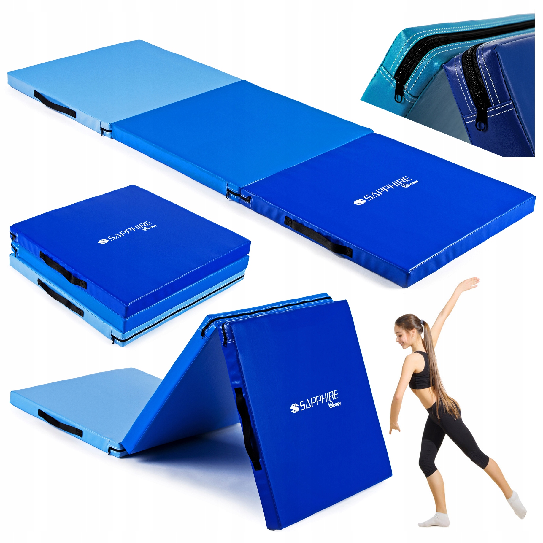 Materac gimnastyczny Składany 180x60x5cm Mata Do Ćwiczeń Rehabilitacja Joga