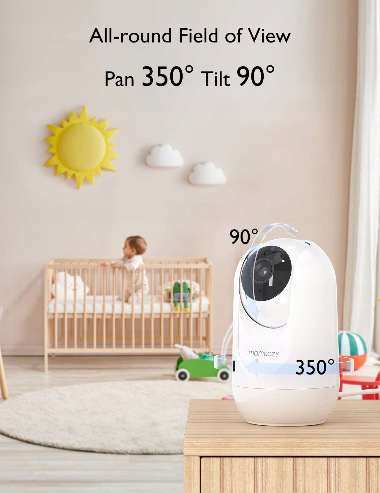 MOMCOZY Niania Elektroniczna 2 Kamery 5 Cali 1080P Ekran Dzielony Audio — miniatura 8