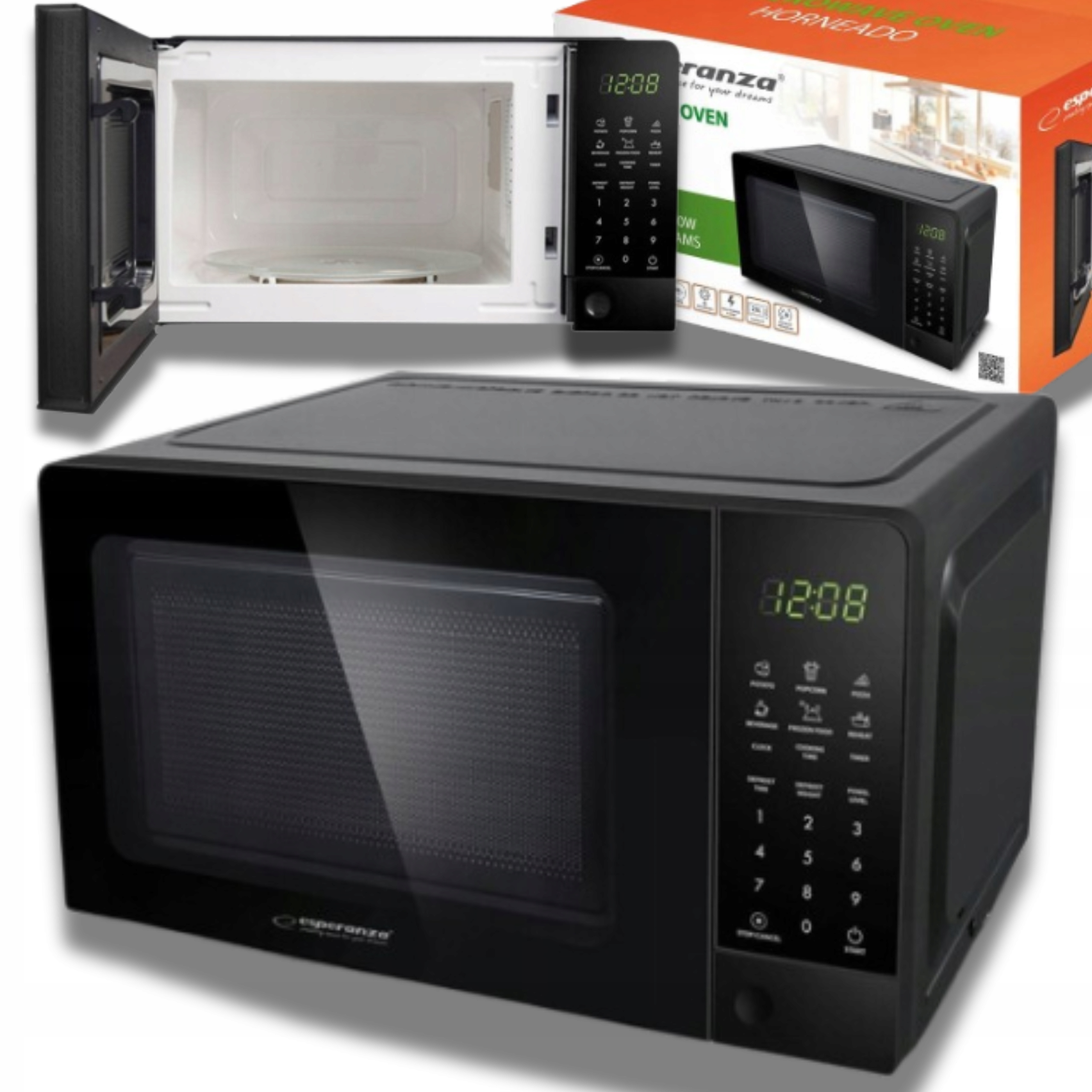 Kuchenka Mikrofalowa Esperanza 20L 700W Mikrofalówka Wolnostojąca Czarna