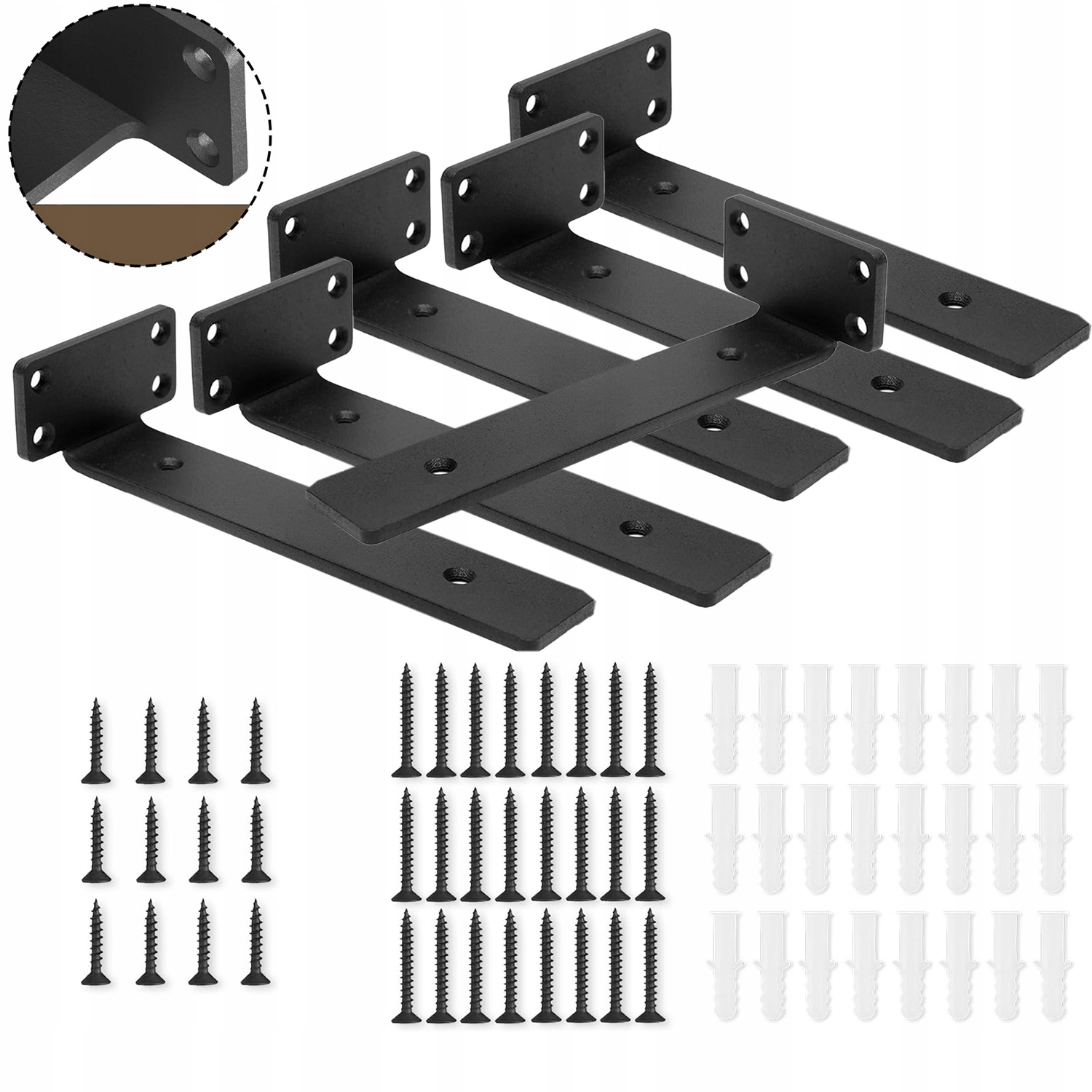 6 x Pevné podpěry police Skrytá podpěra L konzola pro nástěnnou polici, 8"