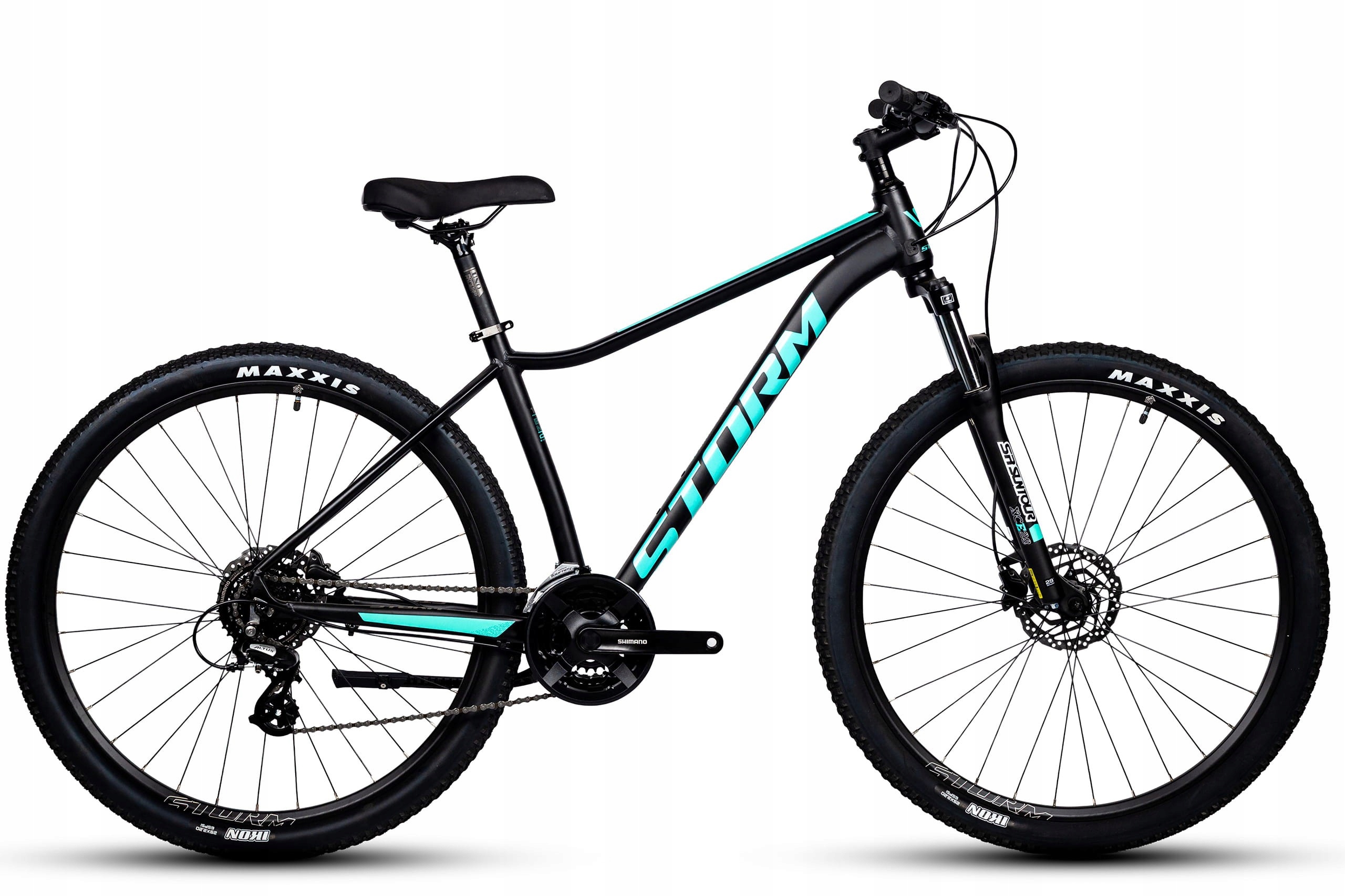 Rower 29 Storm Mtb Shark 3.0 D Altus 3X8 2HD 16 Czarny-turkus Mat