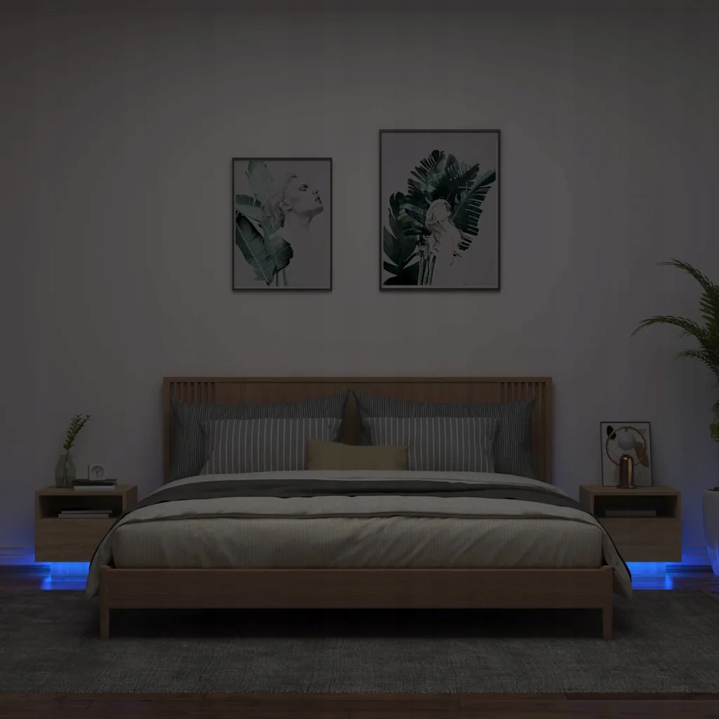 Noční stolky s Led osvětlením 2 ks dub sonoma 40 x 39 x 37 cm Hnědá 836803