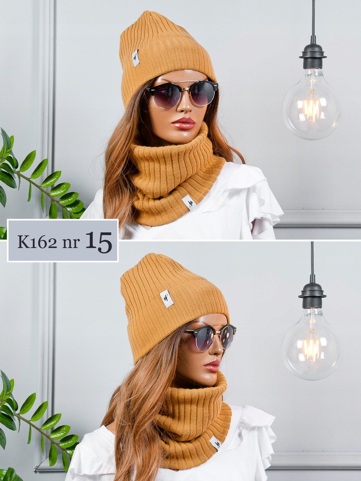 MODNY Polski KOMPLET CZAPKA + KOMIN szalik KOLORY Wzór dominujący bez wzoru