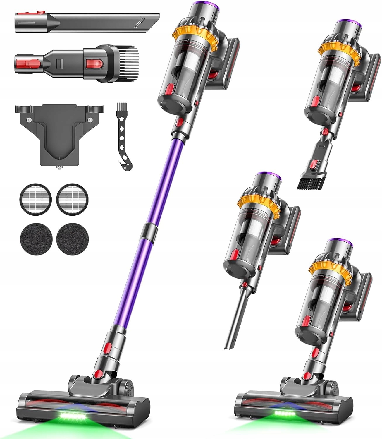 Wydajny bezprzewodowy odkurzacz z ekranem Led ulepszona szczotka 550W