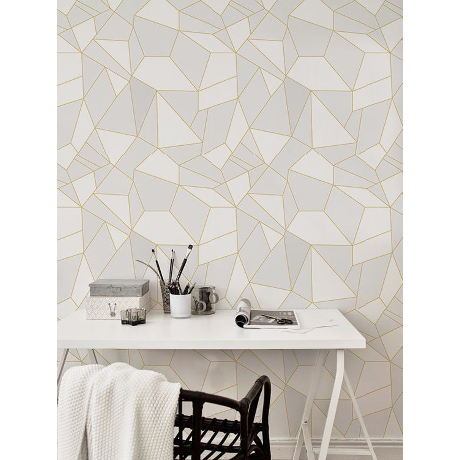 

Tapeta ścienna Jasne połączone wielokąty 250x104cm