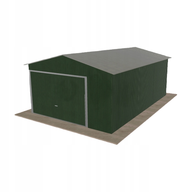 Plechová garáž 4x6 m jednopolohová, dvoupolohová, zelená