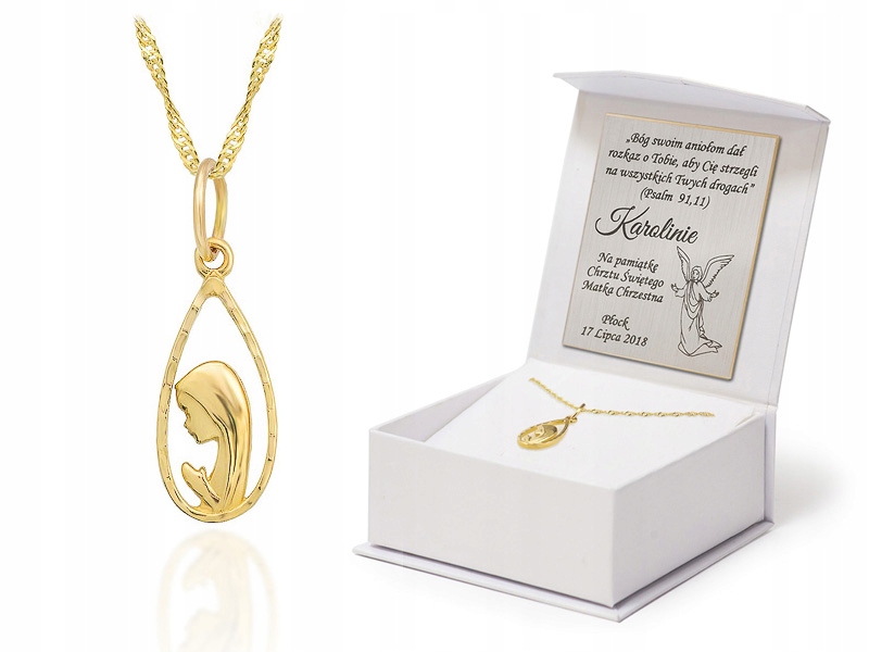 ZŁOTY ŁAŃCUSZEK Z MEDALIKIEM pr333 Komunia Chrzest