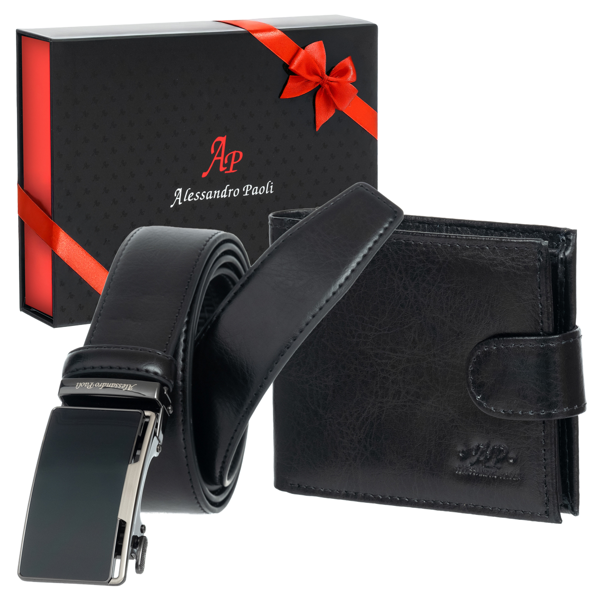Pánská Dárková Sada Peněženka a Pásek Alessandro Černá