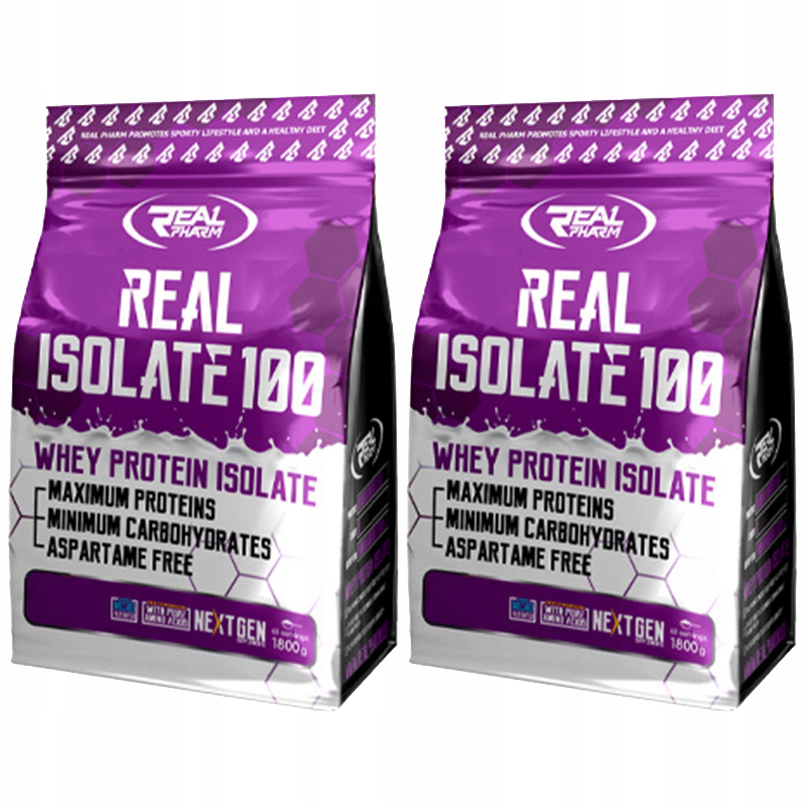 2x Proteinový Izolát Real Pharm 1800 g Vysoká vstřebatelnost Vanilkový Wpi Whey