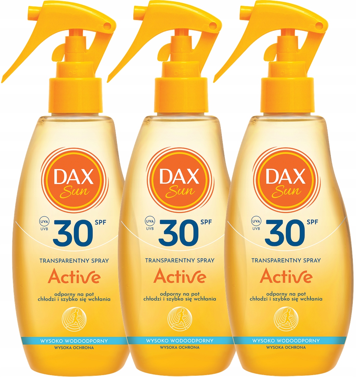 3 x Dax Sun Transparentní ochranný sprej Active SPF30 200 Ml Voděodolný