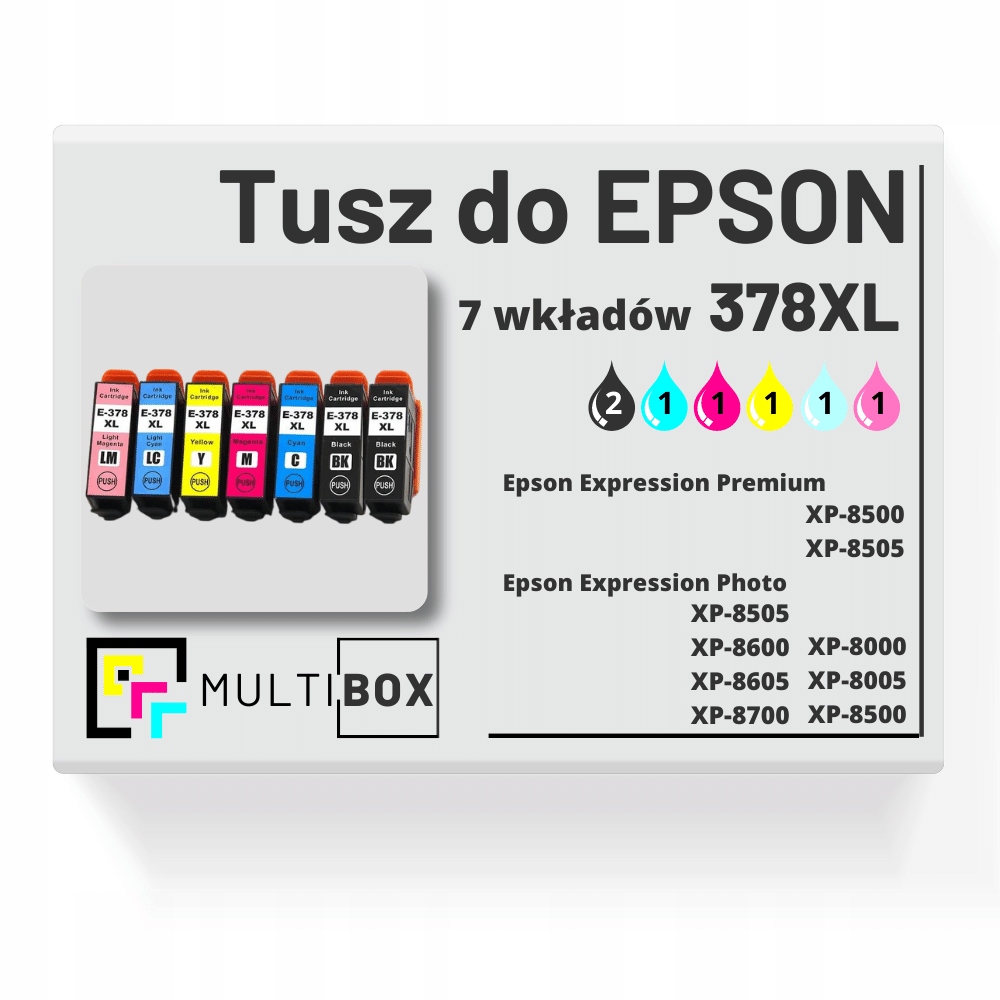 7x Nowy Tusz 378XL do Epson Expression Photo XP-8505 XP-8600 XP-8605