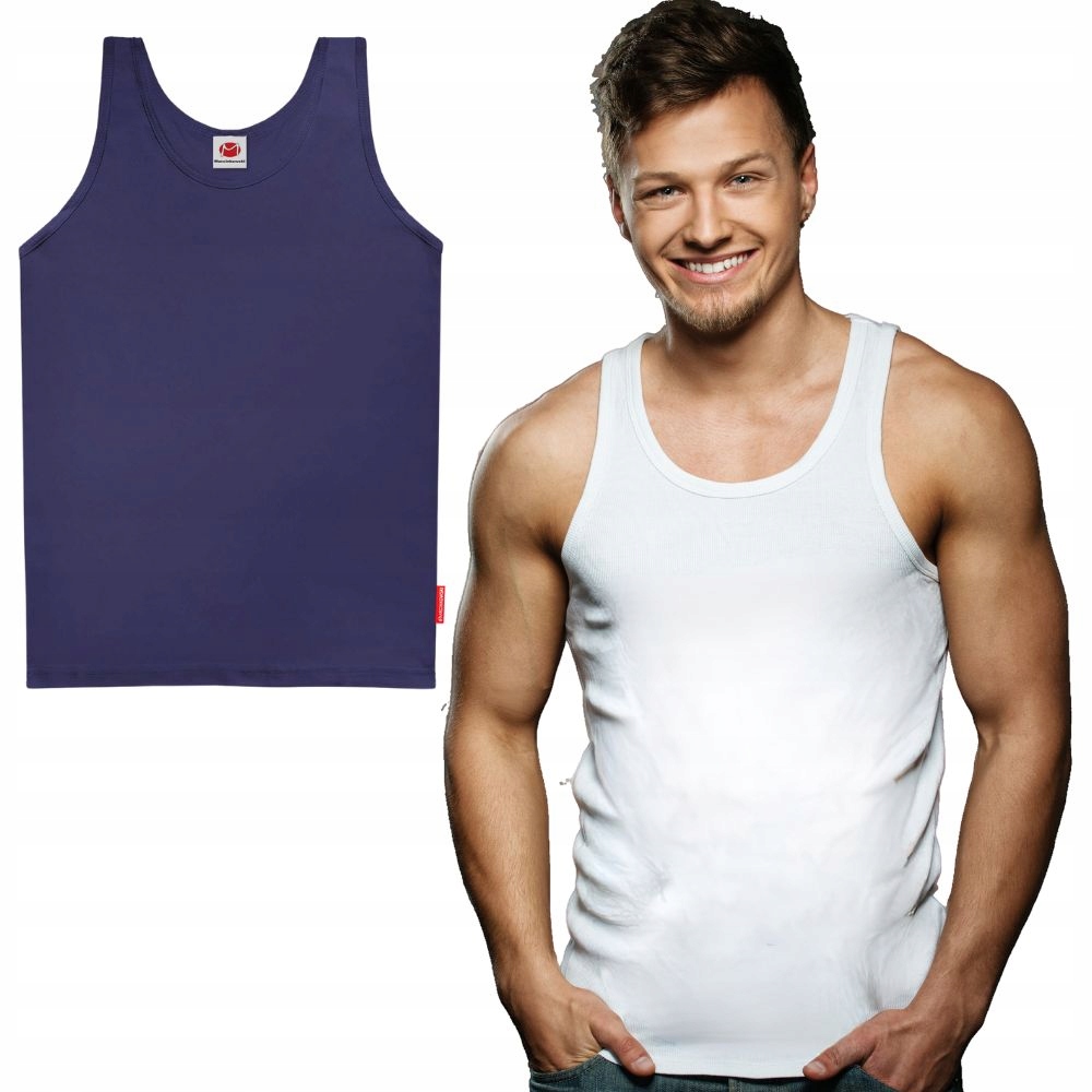 BAWEŁNIANA KOSZULKA S NA RAMIĄCZKA GŁADKA MĘSKA PODKOSZULEK MĘSKI TANK TOP Liczba sztuk w ofercie 1 szt.