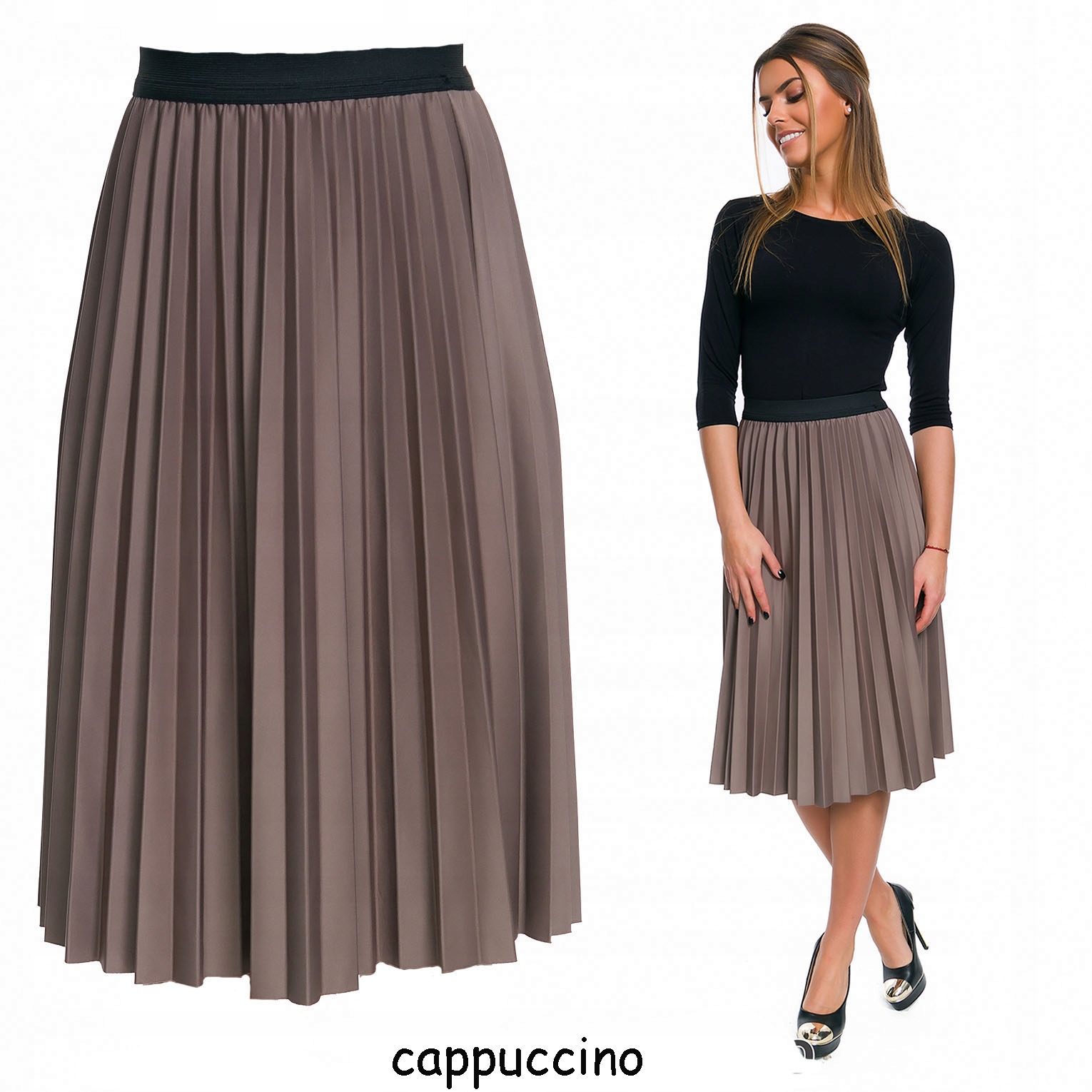 111_roz._M_SPÓDNICA PLISOWANA MIDI NA GUMCE KOLORY Marka Amarant