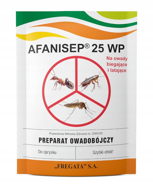 5xAFANISEP 25WP Oprysk Preparat Proszek Kleszcze Mole Much Rybiki Prusaki