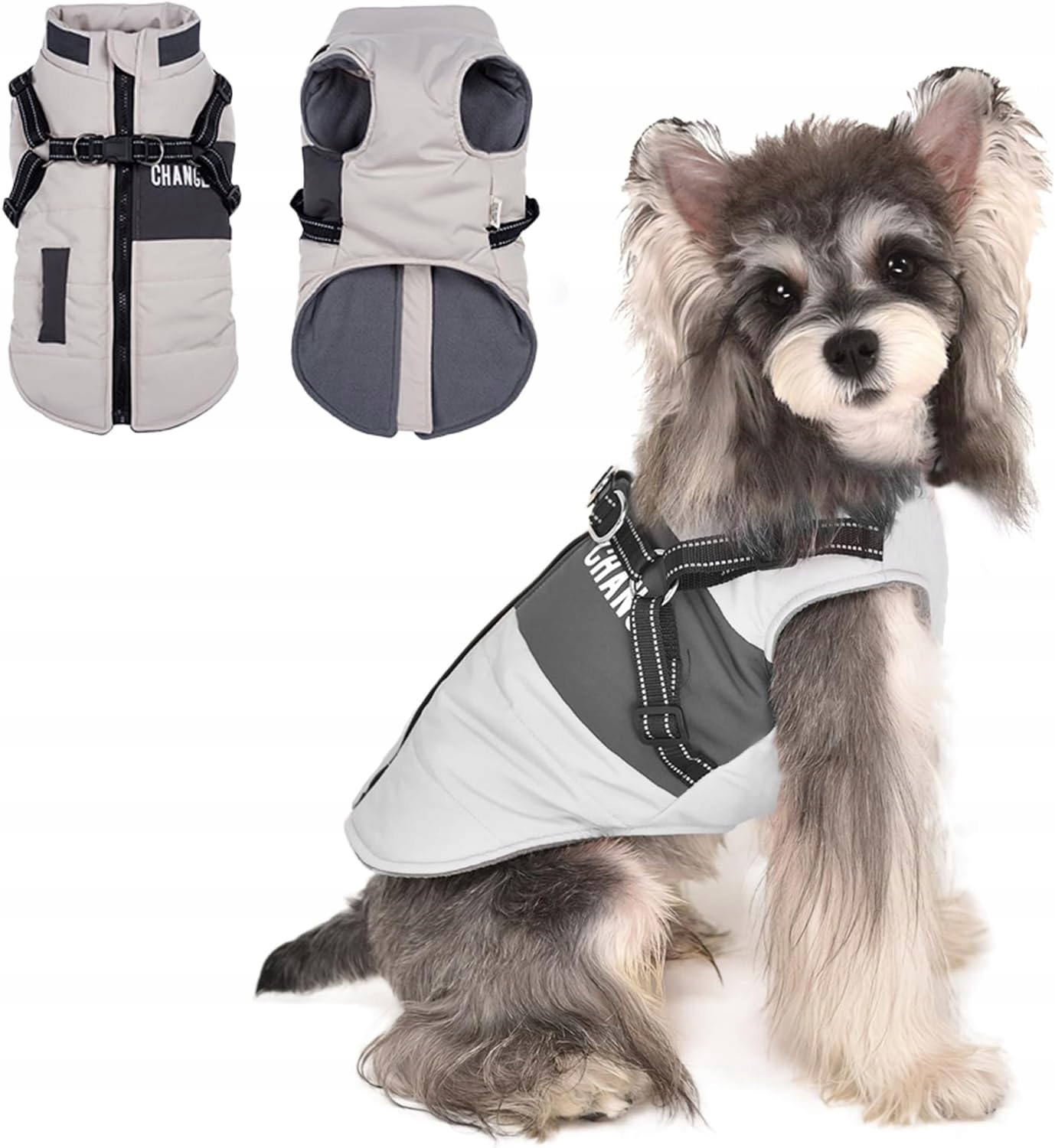 Levně Zimní Bunda pro psa s ramenními popruhy Reflexní, voděodolná, velikost M