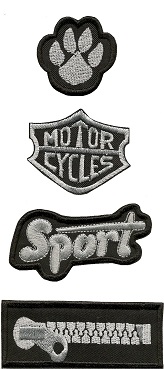 

kmpl. 4 zamek sport termo haft Sm naszywki łaty Pl