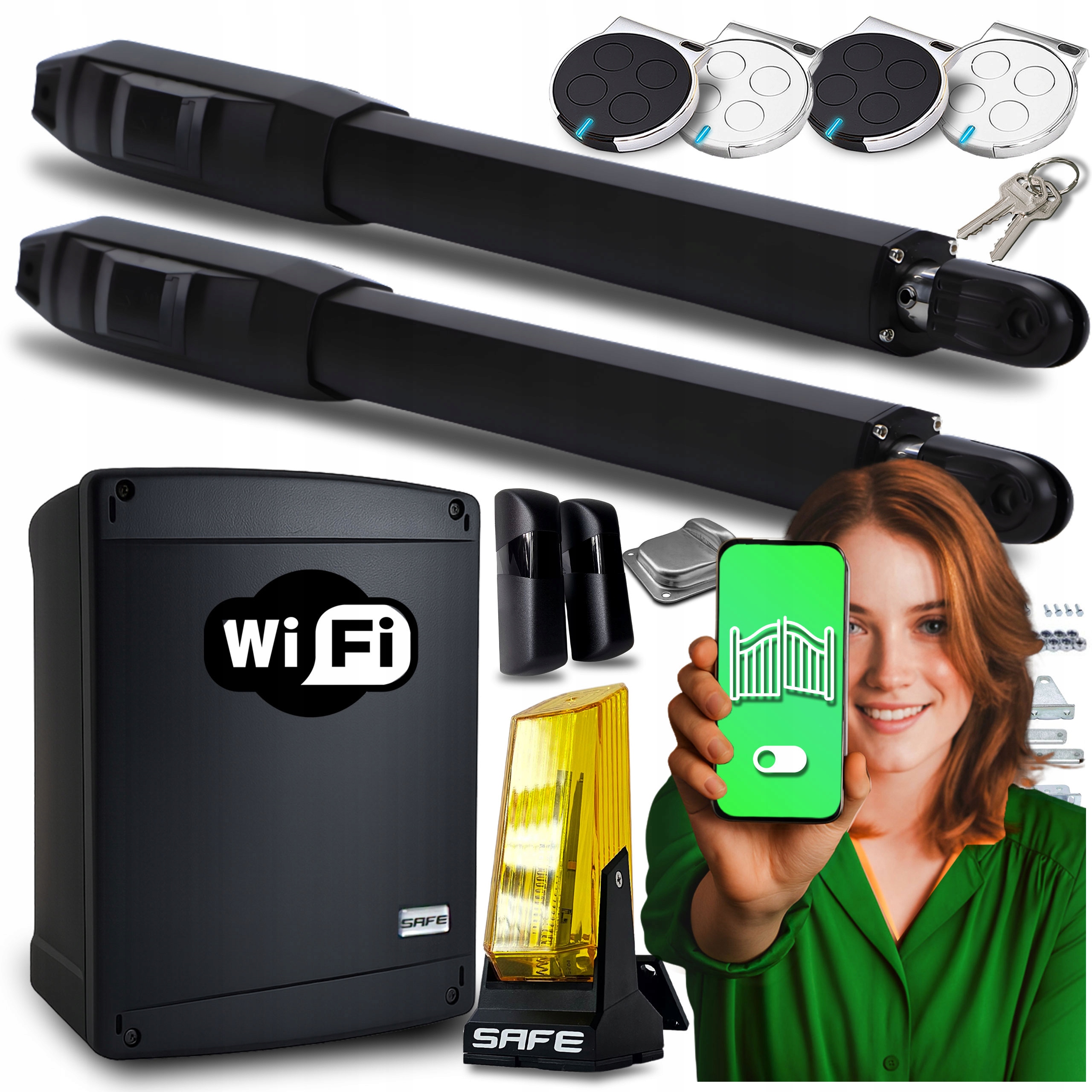 Set Pohon Pro Dvoukřídlou Bránu Wifi Supla ovladače pohony 8 m 200 Kg