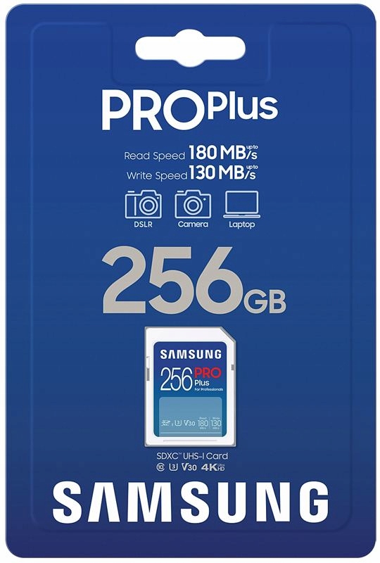 Karta pamięci Samsung SDXC PRO Plus 2023 256 GB V30 U3 UHS-I (180 MB/s) Typ karty SDXC