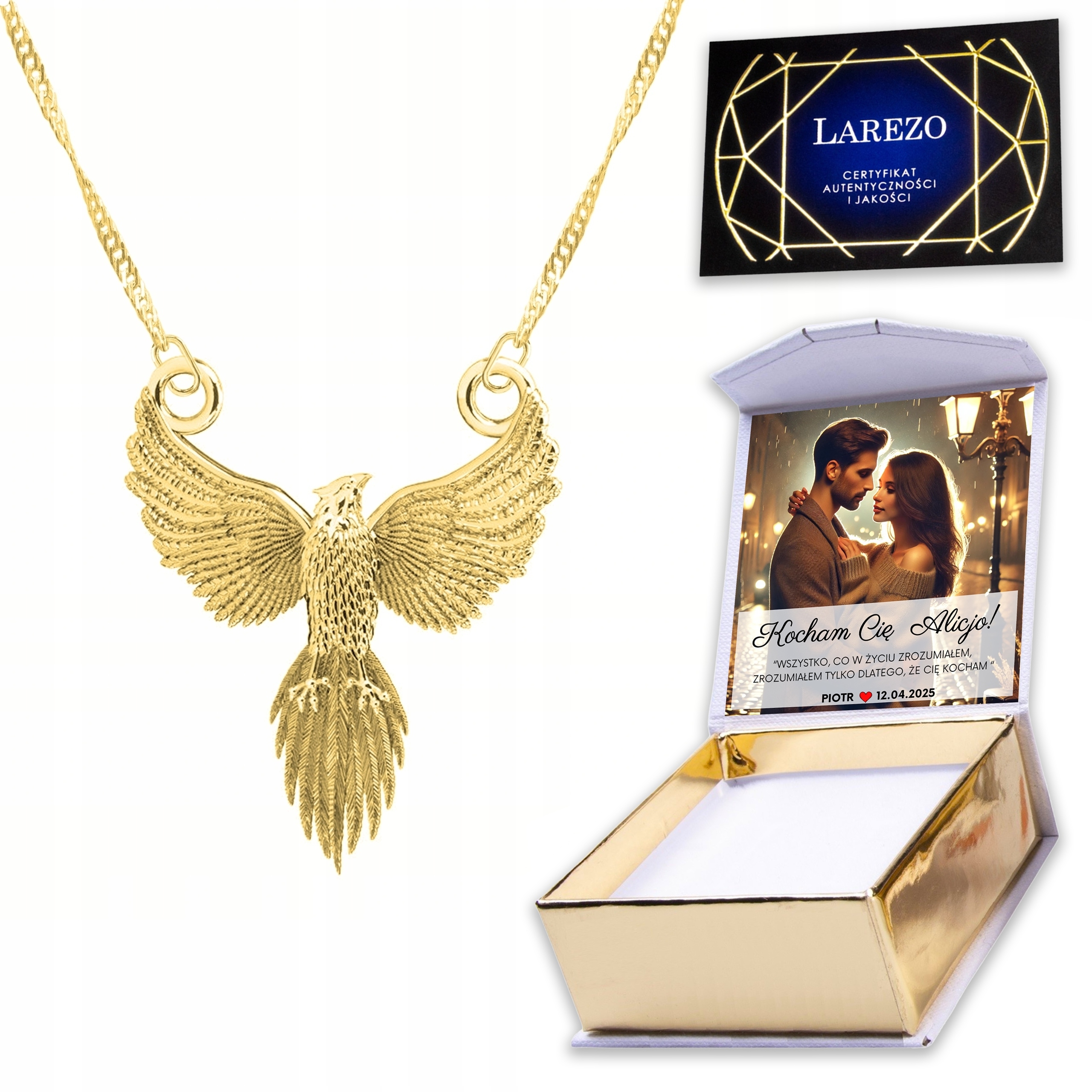 Zlatý Náhrdelník 925 s Fénixem Pták Fénix Mitologie Fénix Legenda Potisk