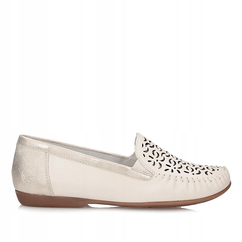 Dámské mokasíny Rieker L6350-60 béžové, nazouvací, děrované