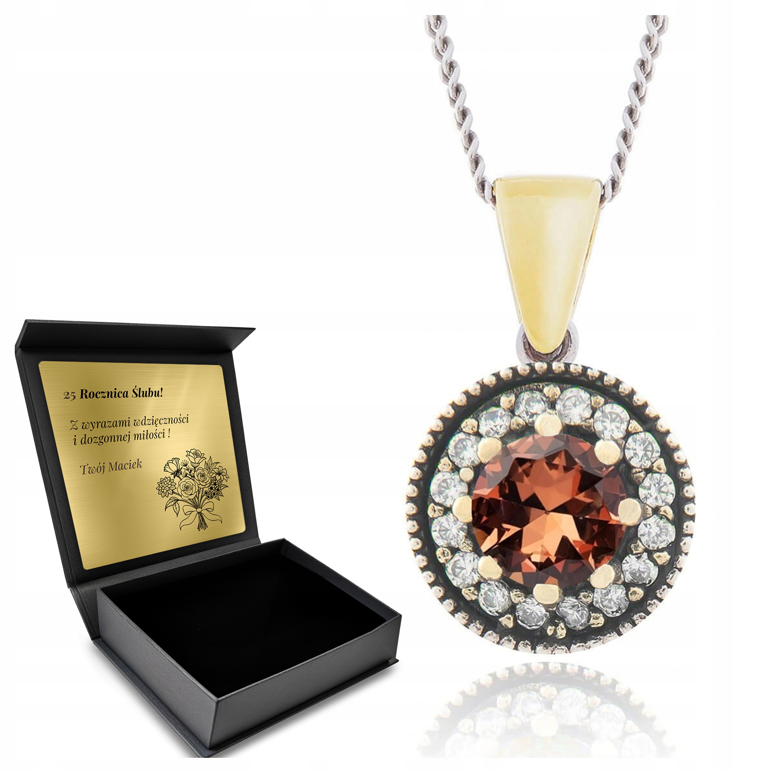 Stříbrný Náhrdelník 925 Zirkony Sultán Dárek pro ženu Gravírování