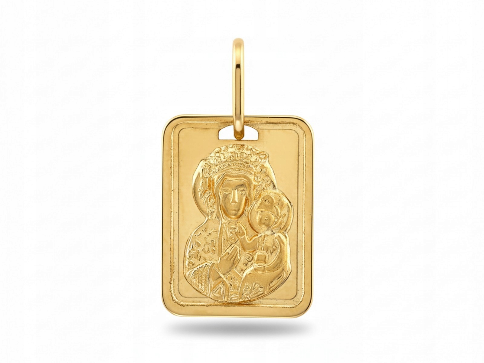 Zlatý přívěsek 585, obdélníkový medailon Panna Maria Čenstochovská 0.61 g