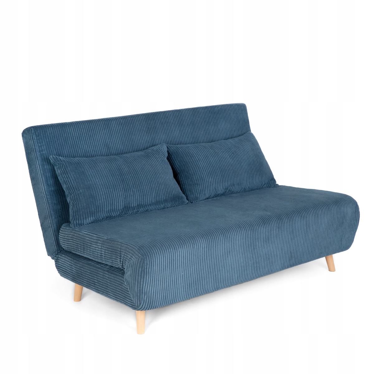 Sofa Solace 2-osobowa funkcja spania sztruksowa granatowa 140x91x84cm Homla