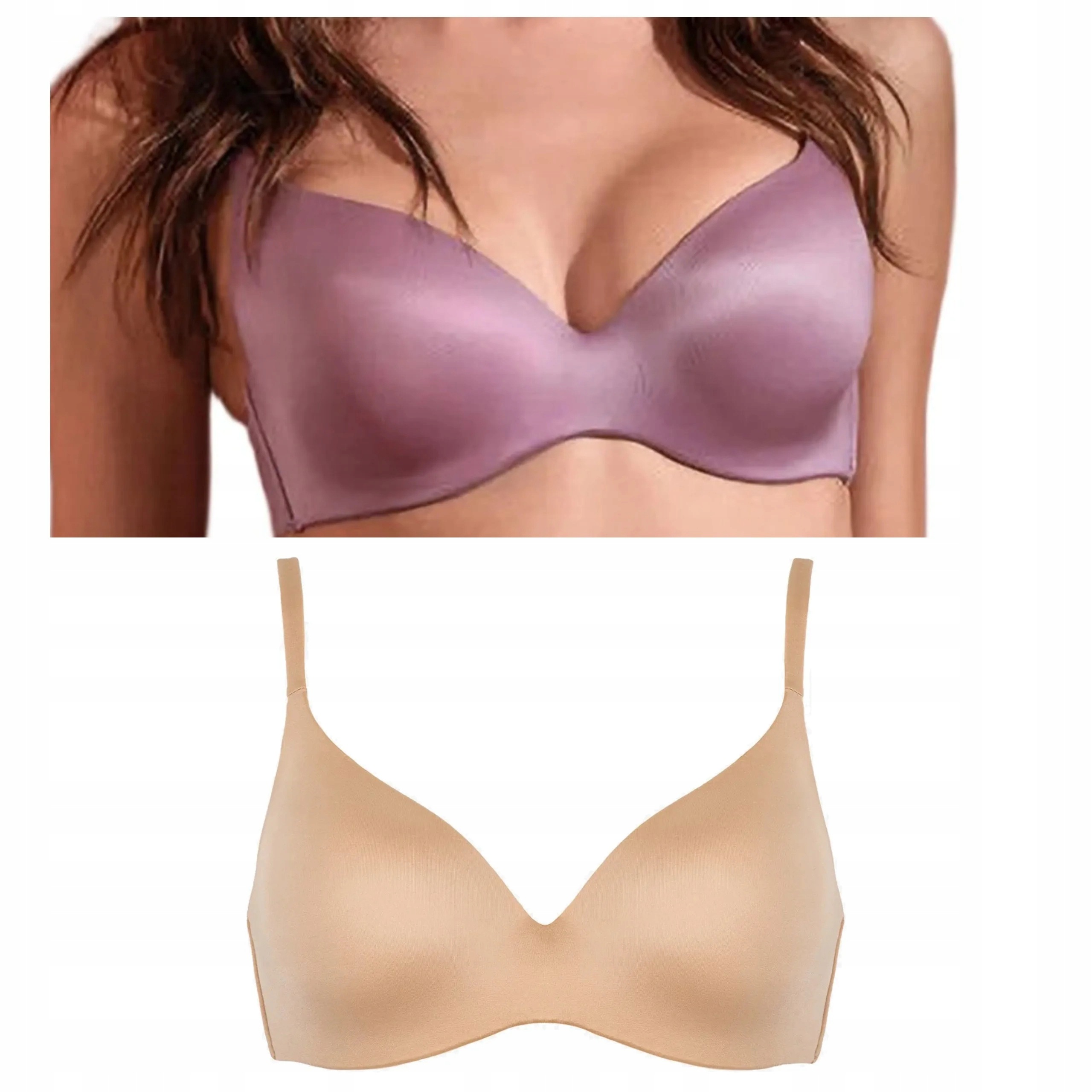 2x Vyztužená podprsenka z mikrovlákna Lormar One hnědá růžová 75B