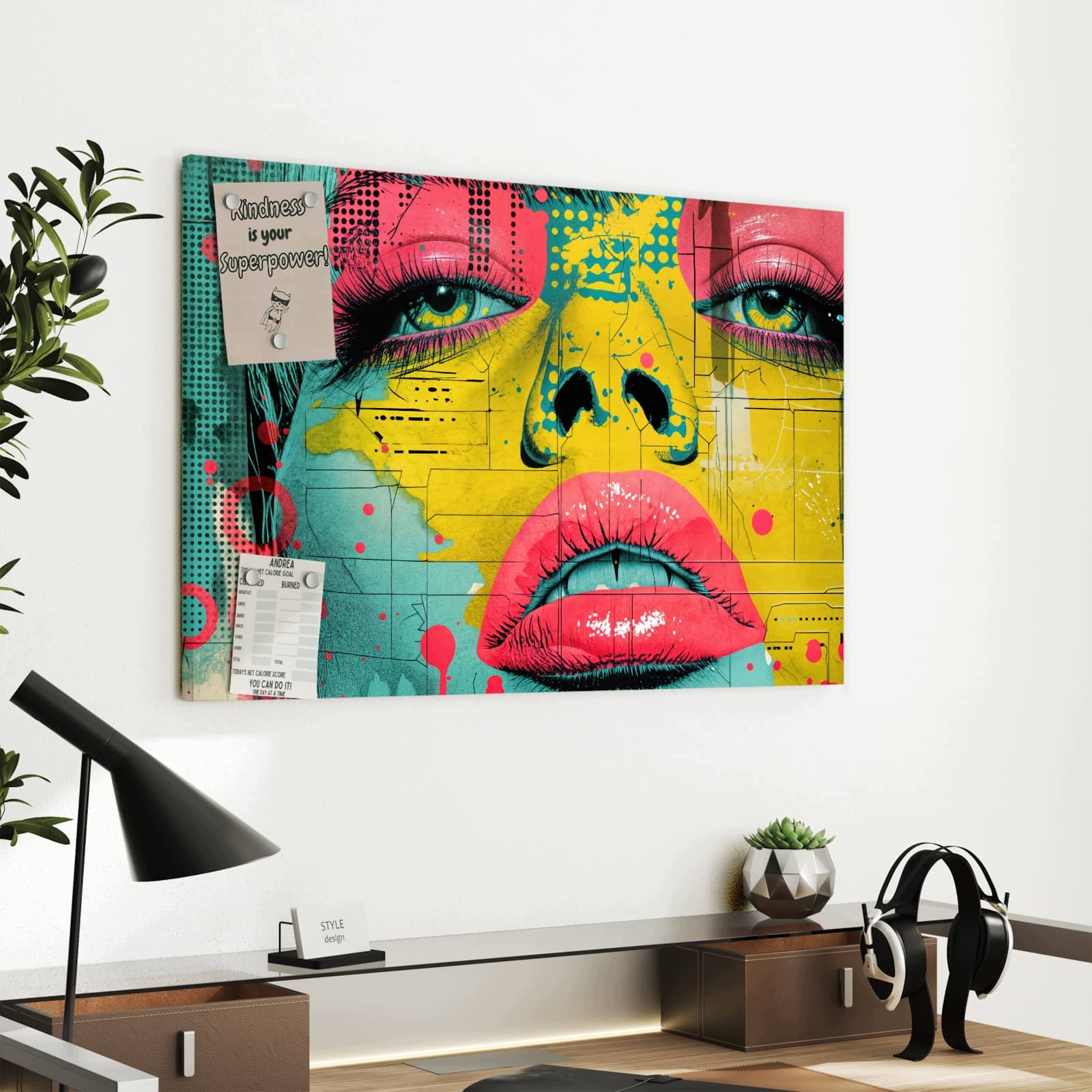 Magnetická tabule Portrét Pop Umění 60 × 40 cm