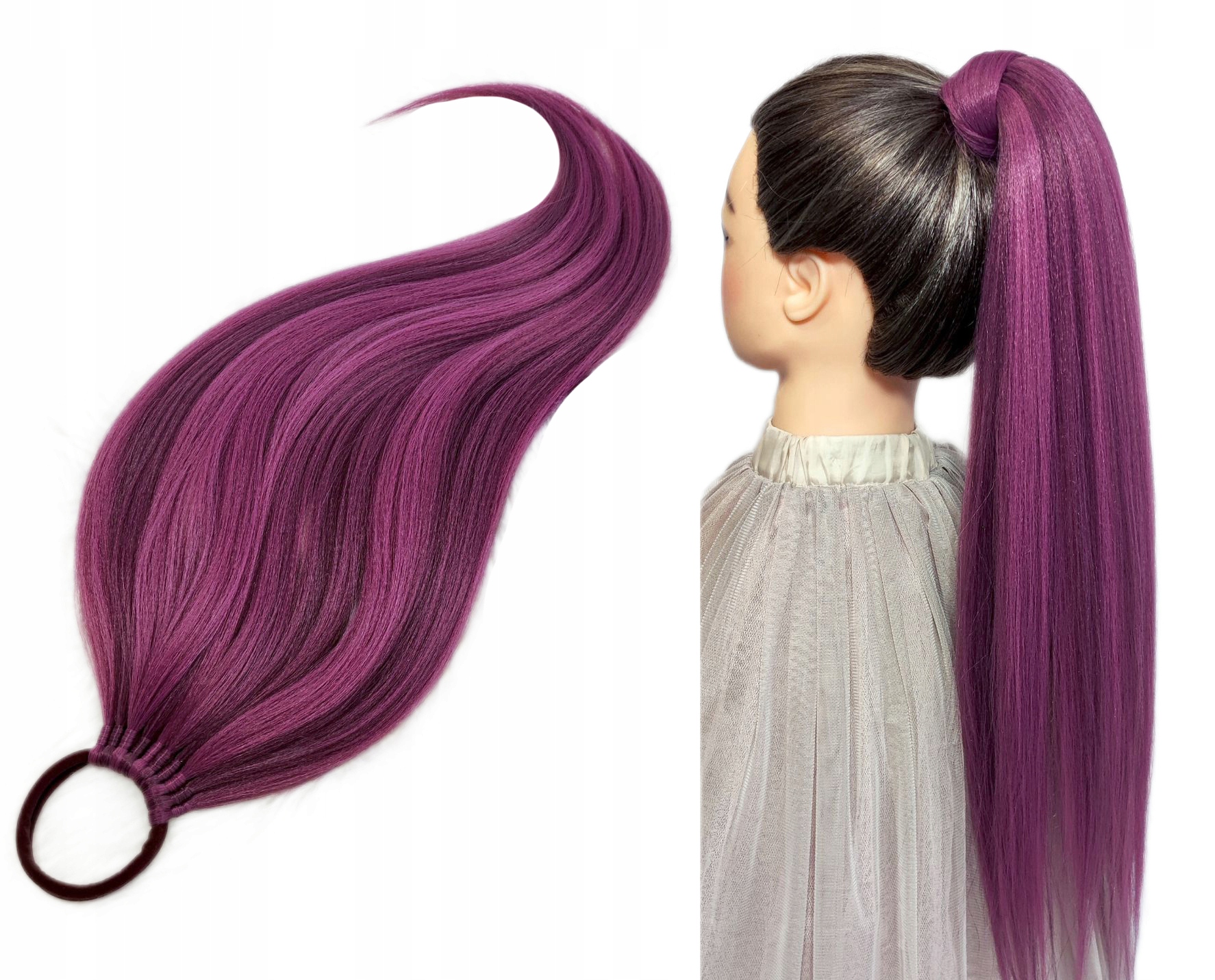 Připínací poník na gumičce, Příčesek, fialová růžová melanž, Vřesová Dáma, 60 cm