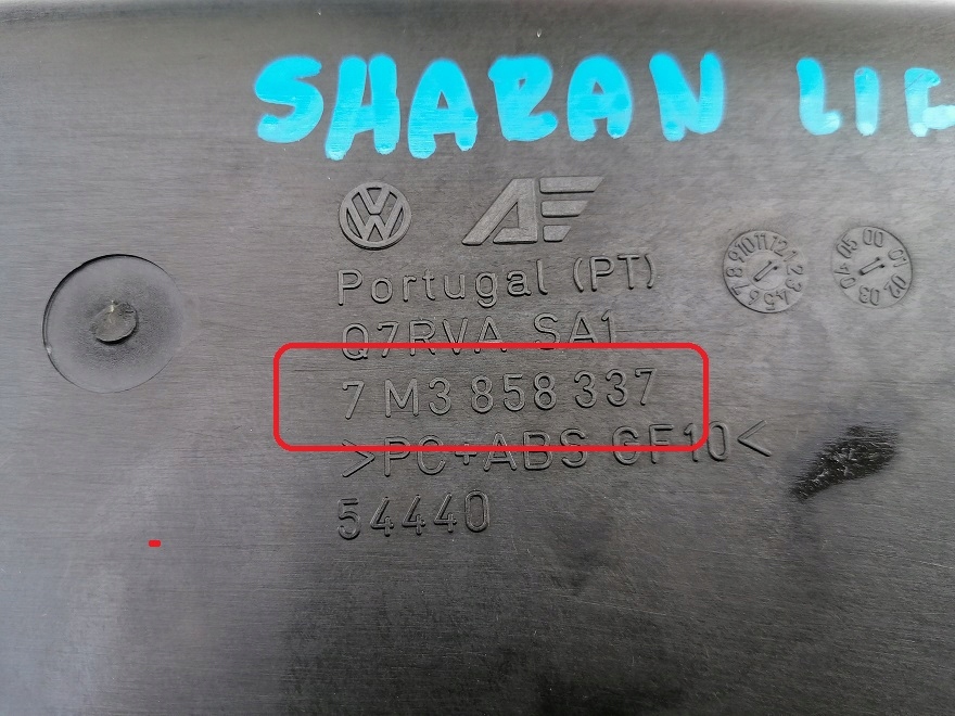 SHARAN ALHAMBRA SCHOWEK PRAWY PULPITU 7M3858337 Typ samochodu Samochody osobowe