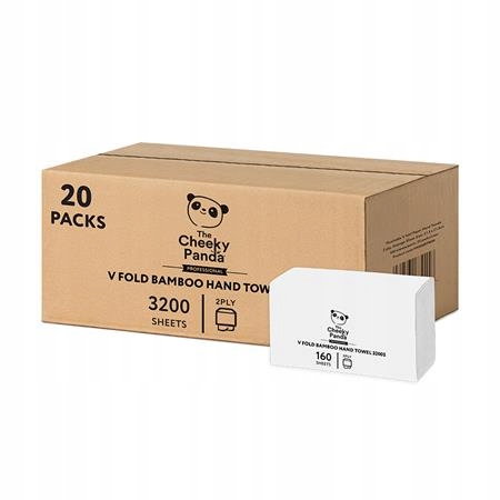 Ručníky, bílá, bambusové, 2-vrstvé, skládané V, 20x160 útržků,CHEEKY Panda