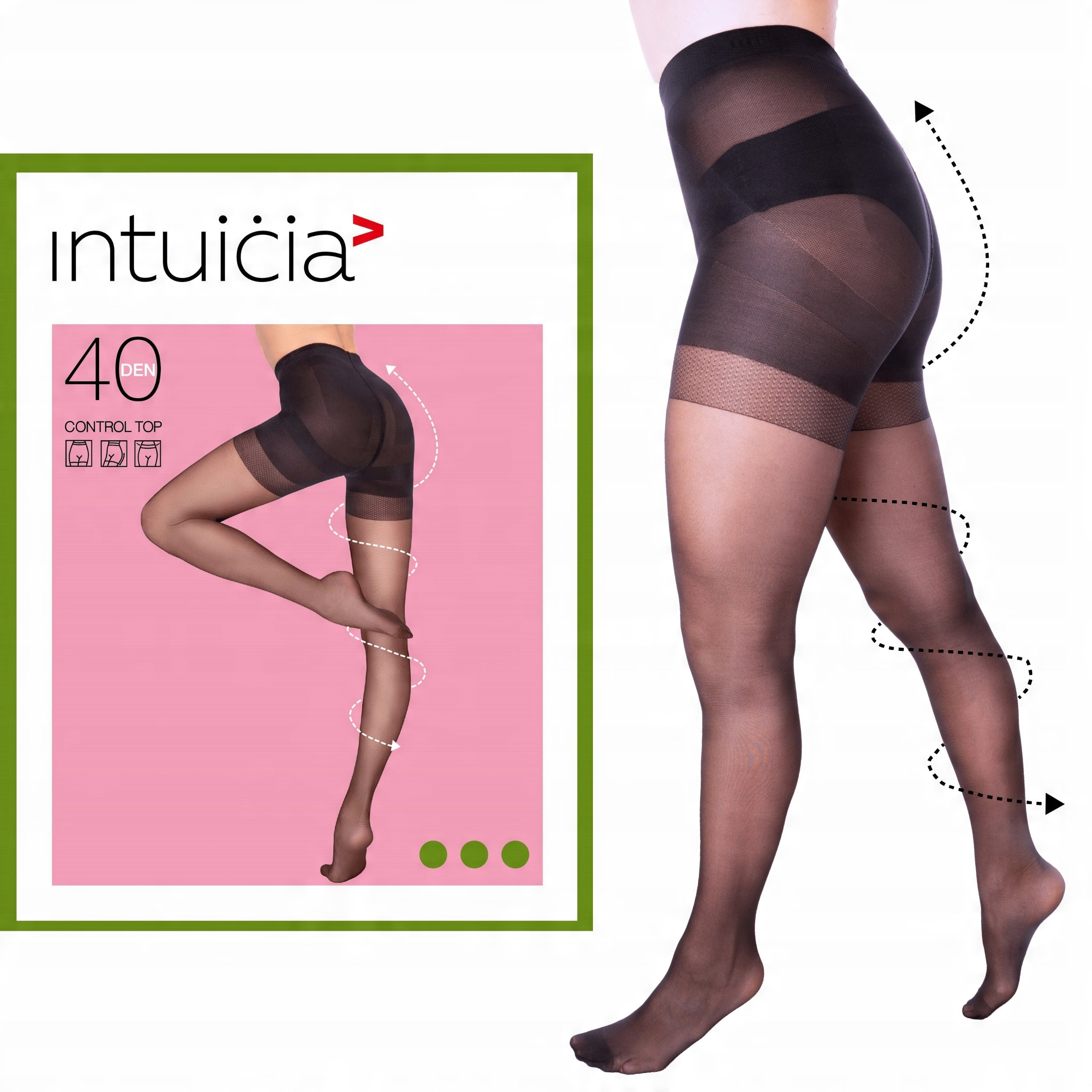 

Rajstopy modelujące, Push Up, 40 Den Intuicia r.6