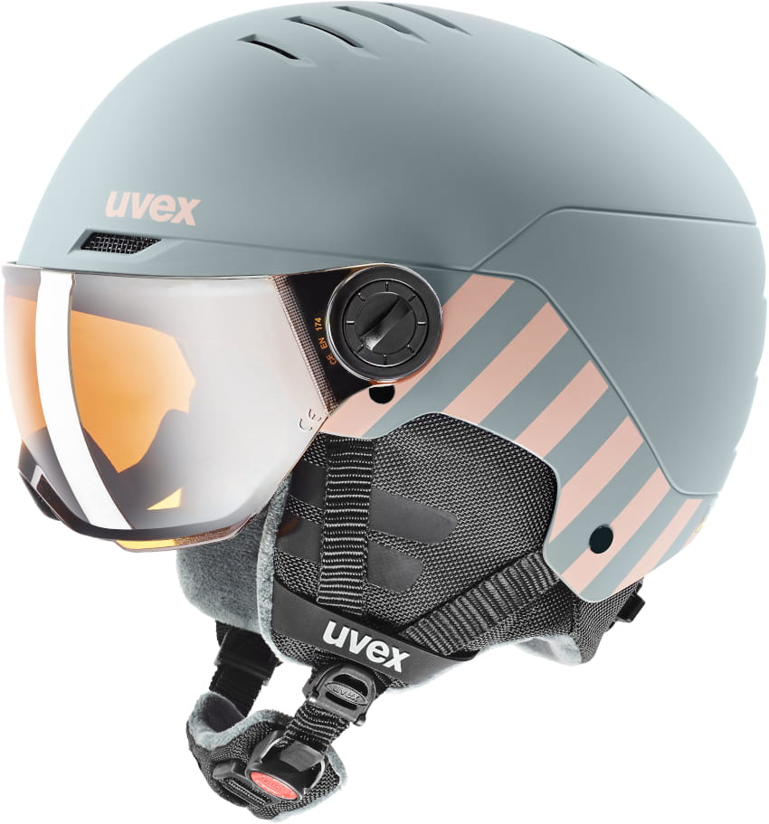 Dětská lyžařská přilba Uvex Rocket Jr Visor Rhino Blush S 51-55 cm