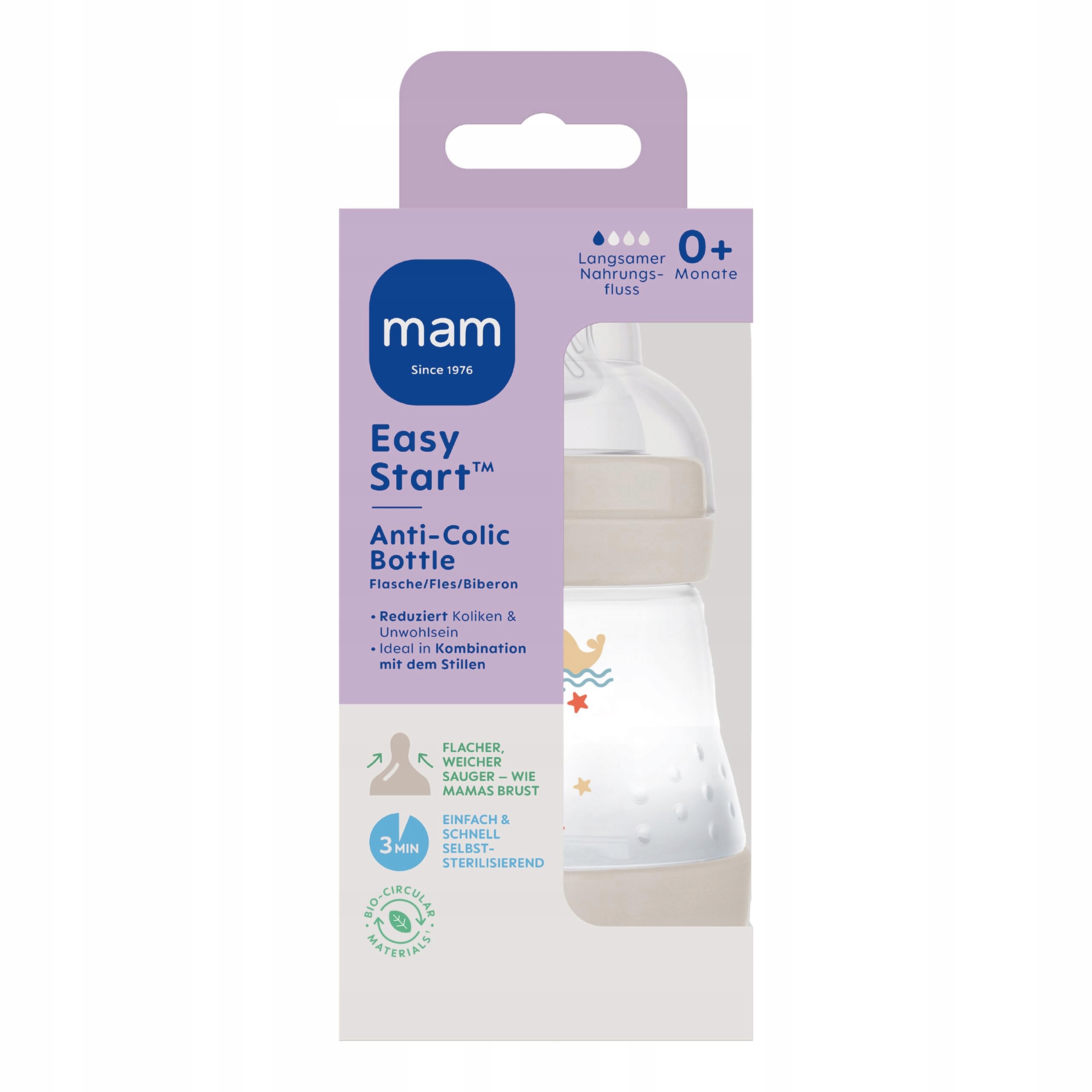 MAM Butelka Antykolkowa Dla Niemowląt 160ml Z Systemem Wentylacji — miniatura 2